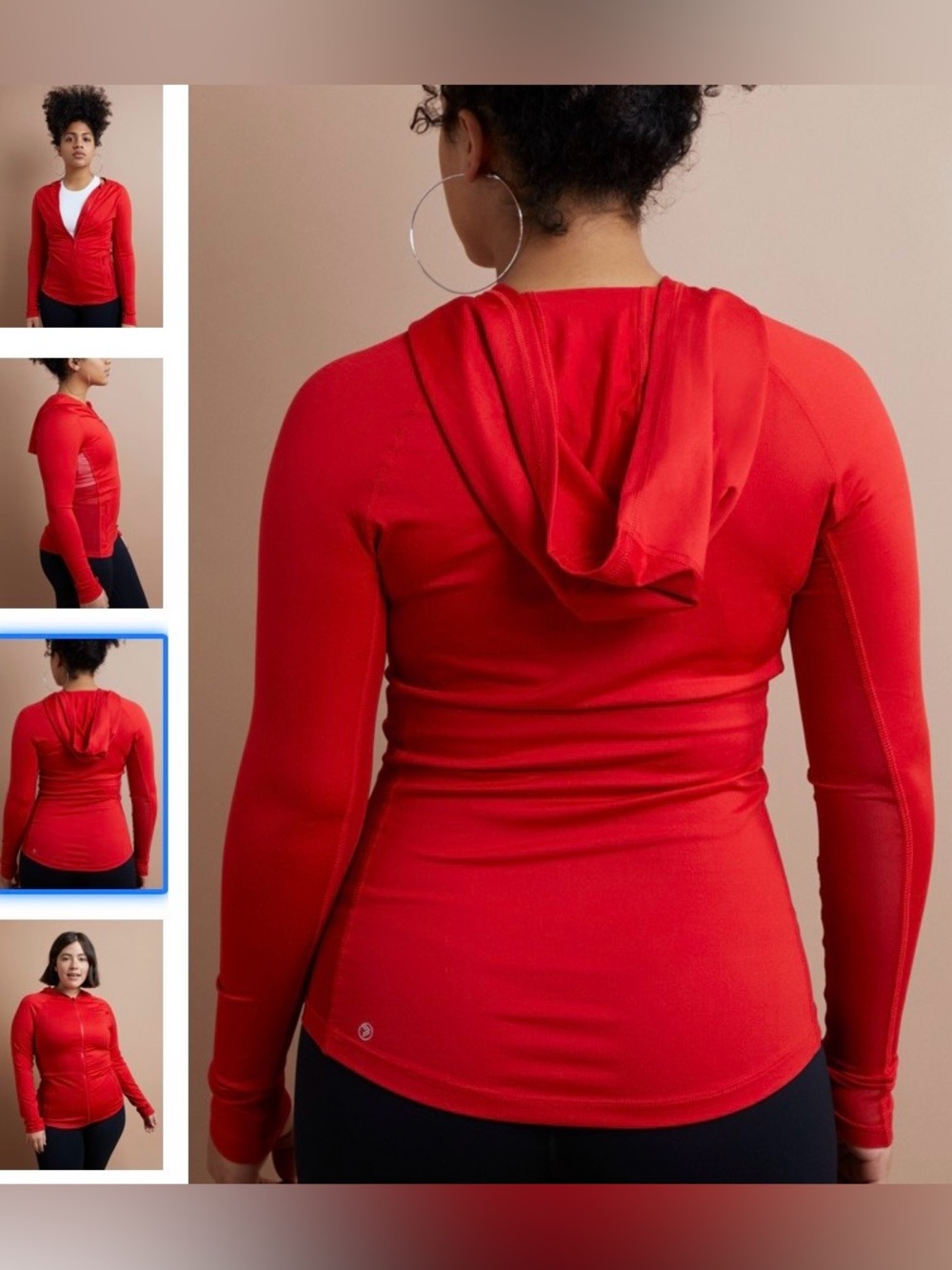 Savvi Women's Red Zip Up Dune Track Jacket Hoodie with Sheer Side Panels 2X NWT